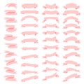 Pastel ribbon banner elements set.