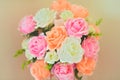 Pastel Rose Artificial Flowers bouquet, Royalty Free Stock Photo