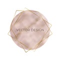 Pastel rose gold foil with geometric golden lines frames. Fashion design for banner, logo, card, wedding invitation, card.