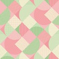 Pastel rosy and green geometric seamless pattern.