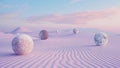 Pastel Sandscape with Repeating Stone Spheres Royalty Free Stock Photo