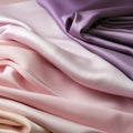 Pastel Satin Textile Background In Violet And Beige Shades