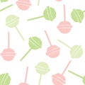 Pastel seamless pattern with candies. Lollipops isolated on white background. Royalty Free Stock Photo