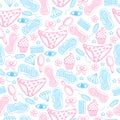 Pastel seamless pattern with female elements