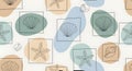 Seamless Coastal Pattern with Seashells and Starfish Royalty Free Stock Photo