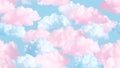 Pastel sky background with fluffy pink and blue clouds, seamless pattern Royalty Free Stock Photo