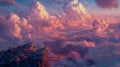 Pastel Sky with Fluffy Pink Clouds Royalty Free Stock Photo