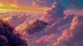 Pastel Sky with Fluffy Pink Clouds Royalty Free Stock Photo