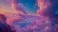 Pastel Sky with Fluffy Pink Clouds Royalty Free Stock Photo