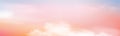 Pastel sky in pink, purple,orange colour in morning,Horizontal Fantasy Colourful cloudy sunset sky,Vector illustration sweet