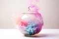 pastel smoke swirling around a glass sphere on a white background