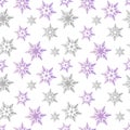 Pastel snowflakes purple gray winter pattern seamless