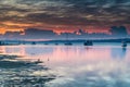 Sunrise Waterscape with High Cloud and Boats