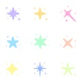 Pastel sparkle and shiny star icons