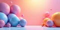 Pastel spheres abstract composition soft, shimmering bubbles on a gentle gradient background. Generative AI Royalty Free Stock Photo