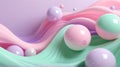 Pastel Spheres Dancing on Flowing Fabric A Dreamy Abstract Composition