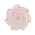 Pastel spiral arrows frame wreath mandala hand drawn vector illustration in cartoon comic style