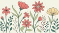 Pastel Spring Flowers Botanical Seamless Pattern, vector design Generative AI Royalty Free Stock Photo