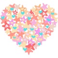 pastel star, heart shape on white background