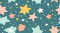 Pastel Stars Seamless Pattern on Teal Background Royalty Free Stock Photo