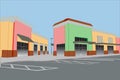 Pastel strip mall