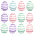 Pastel Striped Easter Eggs Pattern Background Royalty Free Stock Photo