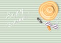 Pastel summer striped background, top view, vector