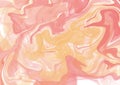 Pastel Summer theme Marble Painting Illustration. Wavy and fluid water effect background. Pink Orange Yellow White palette. Royalty Free Stock Photo