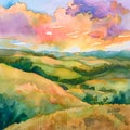 Pastel Sunset Watercolor Background