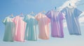 The pastel t-shirts drying..AI generated image Royalty Free Stock Photo