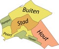 Pastel tagged districts map of ALMERE, NETHERLANDS