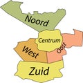 Pastel tagged districts map of ENSCHEDE, NETHERLANDS Royalty Free Stock Photo