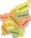 Pastel tagged map of municipalities of SAN MARINO