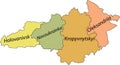 Pastel tagged map of raions of the KIROVOHRAD OBLAST, UKRAINE