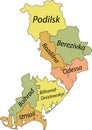 Pastel tagged map of raions of the ODESSA OBLAST, UKRAINE