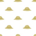 Pastel tones seamless pattern with beige decorative hat silhouettes. Fashion simple print Royalty Free Stock Photo