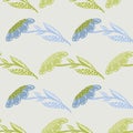 Pastel tones seamless pattern with green and blue decorative abstract flowers shapes Royalty Free Stock Photo