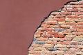 Pastel trendy color brick wall fashion grunge style urban design wallpaper background with space in the left side Surface Pastel B