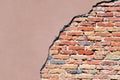 Pastel trendy color brick wall fashion grunge style urban design wallpaper background with space in the left side Surface Pastel B