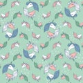 Pastel unicorn heads seamless vector pattern