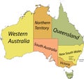 Pastel tagged map of states and territories map of AUSTRALIA