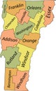 Pastel counties map of Vermont, USA