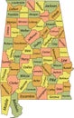 Pastel counties map of Alabama, USA Royalty Free Stock Photo