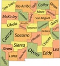 Pastel counties map of New Mexico, USA Royalty Free Stock Photo