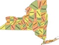 Pastel counties map of New York, USA Royalty Free Stock Photo