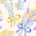 Pastel vector seamless pattern with dried flowers