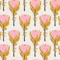 Pastel Vintage pink protea flowers in seamless pattern vector re