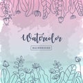 Pastel watercolor background with floral.