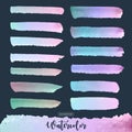 Pastel watercolor background set. Colorful pack of watercolor strokes