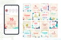 Pastel Watercolor Memphis Style Social Media Layouts Royalty Free Stock Photo